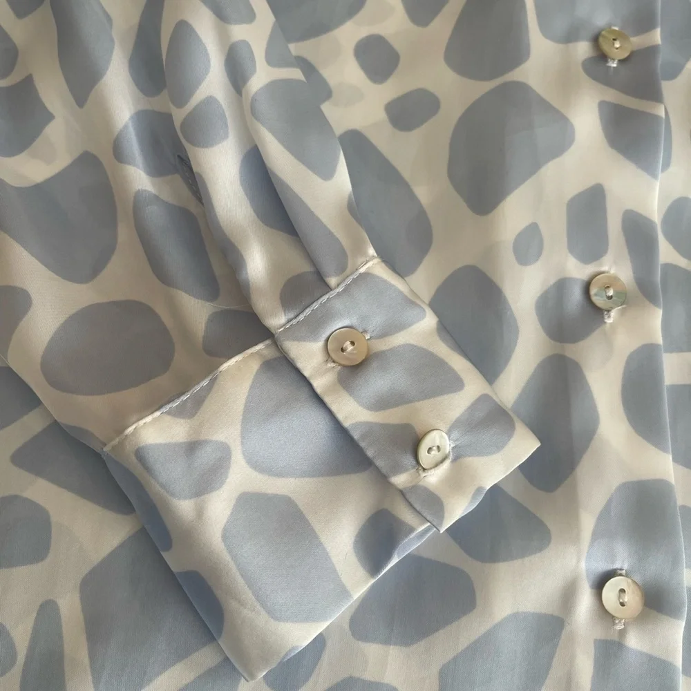 Zara Abstract Blue and White Blouse